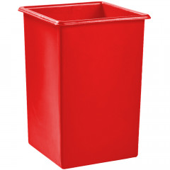 red 118 litre fish holding tank with tapered sides