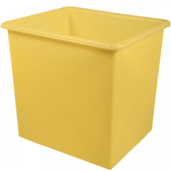 yellow 135 litre fish holding tank with tapered sides