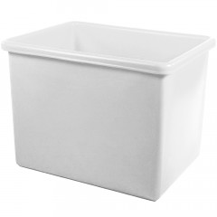 white 227 litre fish holding tank with tapered sides