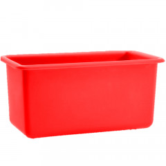 red 455 litre fish holding tank with tapered sides