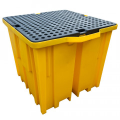 Single IBC Spill Bund - 4 Way Entry - Yellow